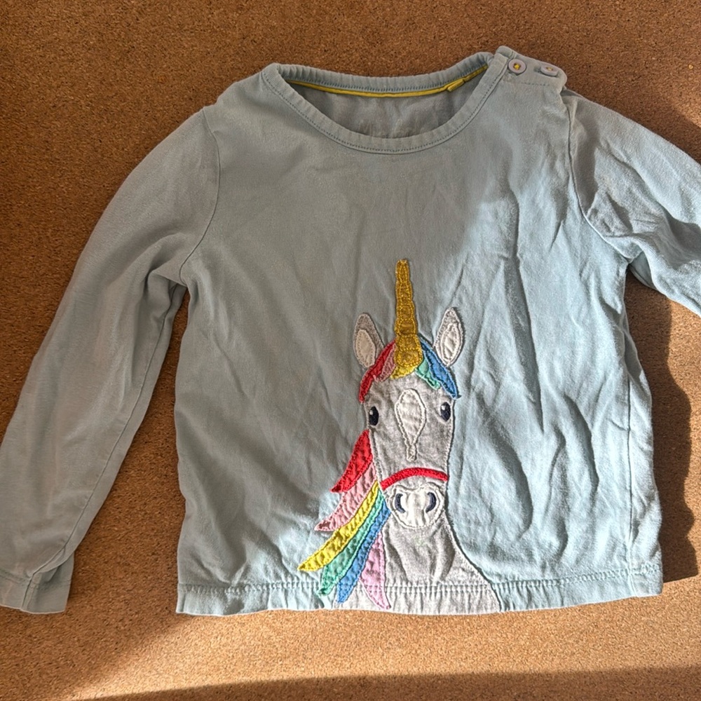 Kids Mini Boden Unicorn shirt